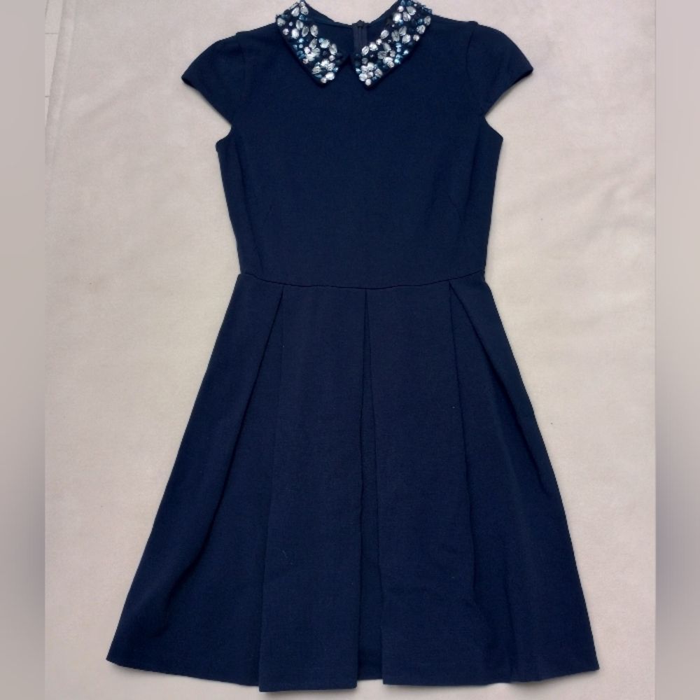NWT AQUA by Bloomingdale's Navy Jewel Ponte Dress, Small